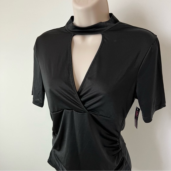 No Boundaries Collar Blouse Surplice V Neck Top Juniors M 7-9 - Picture 2 of 5
